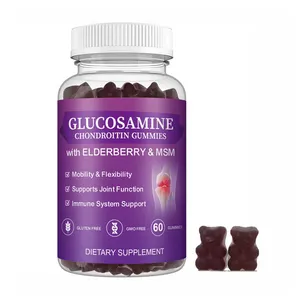 Nhãn hiệu riêng Glucosamine Chondroitin Gummies Softgel với màu đen Cơm cháy doanh hỗ trợ Chondroitin MSM thảo dược bổ sung
