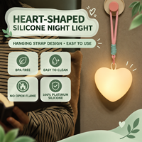 Veilleuse LED Cœur Dimmable 3000K, Autonomie 35H, Mini Design Mignon, Matériau Silicone ABS, Contrôle Tactile, Rechargeable, Pour Chambre