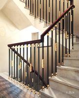 Prix de gros Vente bien Aluminium Art Escalier Rampes Or Noir 950mm Maison Intérieur Rampe Décoration