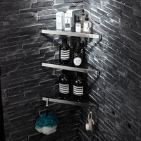 304 acier inoxydable coin mur douche caddies verre trempé salle de bain organisateur et rangement présentoirs support pour la maison