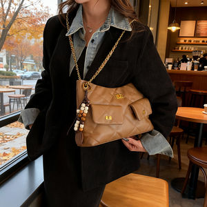 Bolso de Mano de <span class=keywords><strong>Moda</strong></span> para Mujer, Bolso Bandolera de Cuero PU Suave con Diseño Clásico de Rejilla de Diamantes, Bolso de Hombro con Cadena para Mujer - Product Image 4