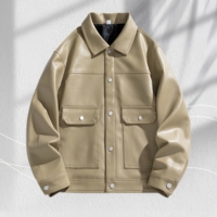 Veste en cuir à col rabattu pour homme personnalisée, tendance automne-hiver, veste bomber simple, grande taille, coupe-vent, veste de moto