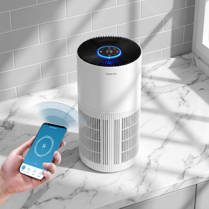 Purificateur d'air intelligent mini avec contrôle par application et affichage de la qualité de l'air, design cylindrique blanc - Product Image 1
