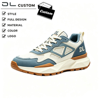 Chaussures de randonnée pour hommes en mesh synthétique et daim, style sneakers, semelle intermédiaire épaisse en EVA, lacets, bicolores bleu beige marron contrastés
