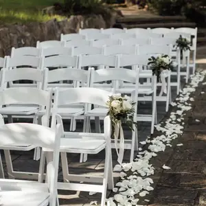 Popular Cheap Outdoor Garden White Resin Wimbledon Plastic Folding Wedding Chair For Party