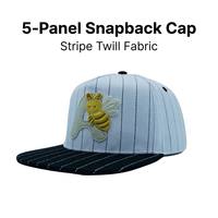 Topi Snapback 5 Panel Kain Twill Bergaris dengan Gesper yang Dapat Disesuaikan, Logo Menyala dalam Gelap, Topi Baseball Custom