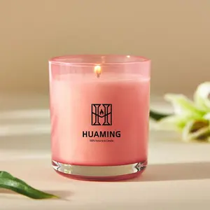 Handmade Natural 100% Soy Wax Fragrance Oil Scented Candle Luxury Glass Jar Aroma Candle for Home Scents and Daily Wellness