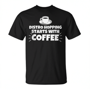 Camiseta Distro Hopping Starts With Coffee, camiseta gráfica divertida, ropa informal para hombres y mujeres - Product Image 2