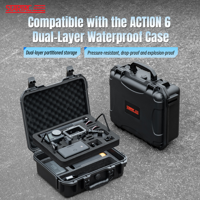 STARTRC Double-Layer Protective Case for Action 6 | PP+PU Material Large Capacity Camera Storage Box, Shockproof Water-resistant