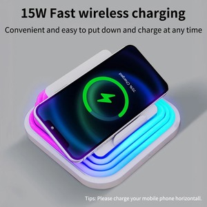 Lampe de table LED à intensité variable, chargeur sans fil pour iPhone 14, support de téléphone, station de charge rapide pour Samsung S8, veilleuse de bureau - Product Image 2