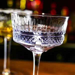 Vintage Long Stem Embossed Texture <strong>Martini</strong> <strong>Glass</strong> Cup Coupe Cocktail Goblets - Product Image 4