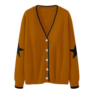 Maglioni da donna con logo personalizzato <span class=keywords><strong>Cardigan</strong></span> lavorato a maglia da donna con scollo a V da donna rosa <span class=keywords><strong>verde</strong></span> - Product Image 3