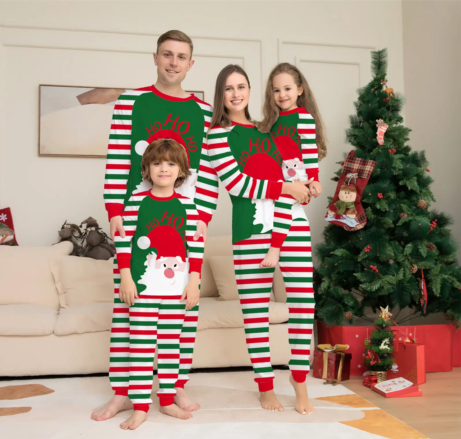 Sublimación en blanco Navidad pijamas conjunto 2022 envío rápido Amazon Wish AliExpress venta al por mayor algodón familia Navidad pijamas conjuntos
