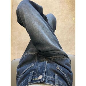 Pantalones vaqueros rectos Retro para mujer 2025 primavera otoño cintura alta estampado suelto pierna ancha pantalones drapeados nuevo estilo pantalones de fregar tendencia XL - Product Image 6