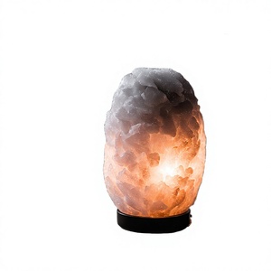 OEM Natural Gray Himalayan Rock Salt Lamp With Wooden Base and <b>Dimmer</b> Switch for Decoration & Gift Grey Salt Lamp - Product Image 1