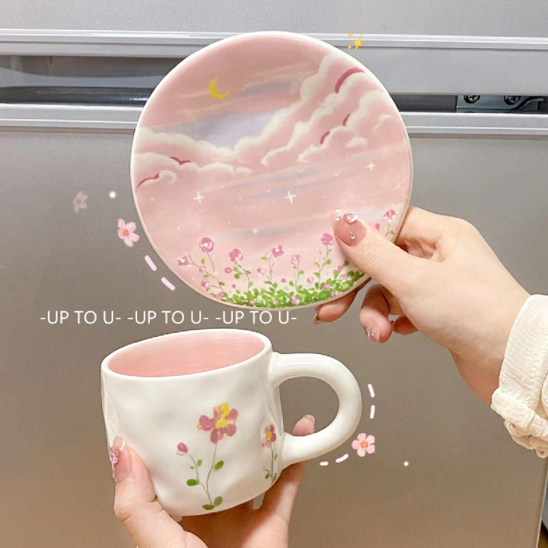 新品 マグカップ 気質 花びら セラミックカップ ギャザリング