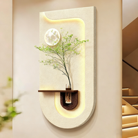 Plantes vertes hydroponiques modernes à éclairage LED Peinture d'art sur bois Multi-pièces Détection tactile Décoration murale facile à suspendre Peintures murales pour salle à manger