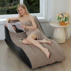 Inflatable Lazy Sofa 116x98x83cm PVC Flocked Recliner With Footrest For Adults Outdoor Indoor Use - Product Image 3