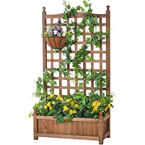 Letto da giardino rialzato <span class=keywords><strong>in</strong></span> <span class=keywords><strong>legno</strong></span> facilmente assemblabile fioriera rettangolare fioriera <span class=keywords><strong>con</strong></span> <span class=keywords><strong>traliccio</strong></span> - Product Image 6