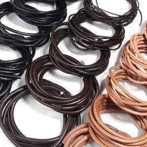 Genuine cowhide <b>rope</b>, top-grain leather, round or flat <b>rope</b>, original color, DIY handmade leather craft materials, <b>bracelets</b>, - Product Image 2