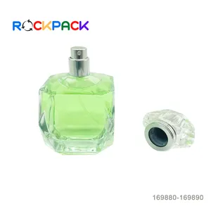 Botol semprot parfum bentuk persegi panjang antik, botol semprot parfum dengan kerah dan pompa aluminium 60ml 100ml