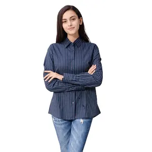Long sleeve 100% cotton fancy new fashion cheap formal design women office blouses