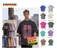 T-shirt Homme Vintage Oversize Imprimé Teint 280 Grammes Coupe Longue et Carrée Style Streetwear en Coton Pur Lavage Acide Manches Courtes