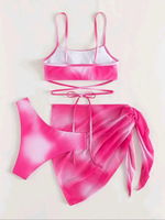 Custom Designer Tie Dye Badpakken Bikini Beroemde Merk 3 Stuks Zwemkleding Met Strand Rok Cover Up