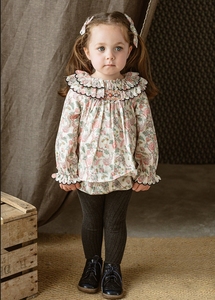 Maglietta Estiva in Cotone con Collo Tondo e Volant Floreali per Bambine, Polo Personalizzata per Bambini con Maniche Lunghe e Design Floreale Carino - Product Image 3
