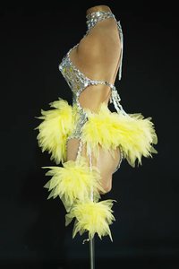 Combinaison courte une pièce à sequins à volants sexy justaucorps de danseuse costume de spectacle de boîte de nuit body de performance sur scène pour femmes - Product Image 2