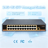 Switch Ethernet Gigabit de 24 Puertos Administrado, PoE, Gestión en la Nube, VLAN, Switch de Red para Aplicaciones de Seguridad Empresarial