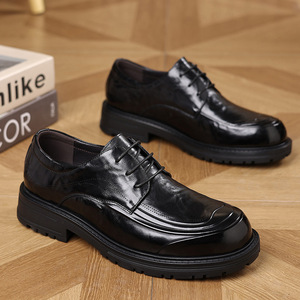 Men's leather shoes - British formal business style. Genuine leather, breathable men's pointed-<b>toe</b> Oxford shoes. - Product Image 1