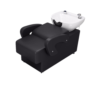 Mueble Portátil para Salón de Belleza SUCCESSOR, Lavabo para Lavar el Cabello con Base de Cerámica, Unidad de Lavado de Cabello con Respaldo de Cuero Sintético, Ajustable, de Madera - Product Image 4