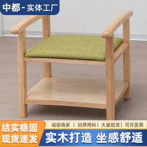 Taburete para cambiar zapatos de madera maciza, cojín verde, 40x30x60cm, para uso en dormitorio de personas mayores, diseño moderno - Product Image 2