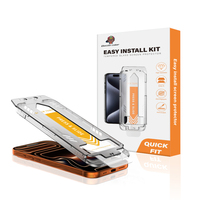 Protection d'écran en verre trempé 9H sans bulles ni poussière, installation facile, boîte magique, HD pour iPhone 13 14 15 16 17 Pro Max