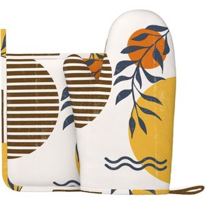 Custom Oven Mitts and <b>Pot</b> <b>Holders</b> Set 2 Ribbed Silicone Heat Resistant Non-Slip Gloves for Kitchen Food Decorative Potholders - Product Image 2