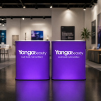Tables promotionnelles portables pliables avec cadre en aluminium et comptoirs lumineux à LED pour événements publicitaires, salons professionnels et expositions