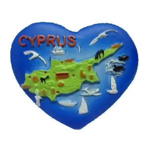 Resin Cyprus Souvenir Peta Bentuk Magnet Kulkas