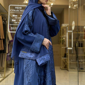 2024 새로운 라마단 하이 퀄리티 입체 터치와 새틴 유행 디자인 프리미엄 로브 Abaya - Product Image 2