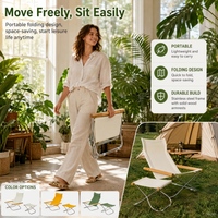 Ensemble chaise longue et tabouret en toile, accoudoirs en bois massif, structure en acier inoxydable, siège pliable portable pour le camping, intérieur et extérieur