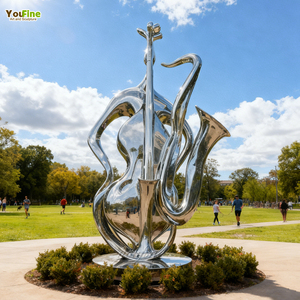 Miroir YOUFINE pour espaces contemporains ou décoration de galerie, miroir en acier inoxydable, <span class=keywords><strong>sculpture</strong></span> <span class=keywords><strong>abstraite</strong></span> de violoncelle - Product Image 1