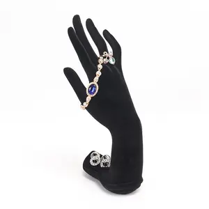 QJC275 Girls Bracelet Holder Bangle Rack Ladies Black Velvet Female Mannequin Hand Women Jewelry Display Rings Shelf