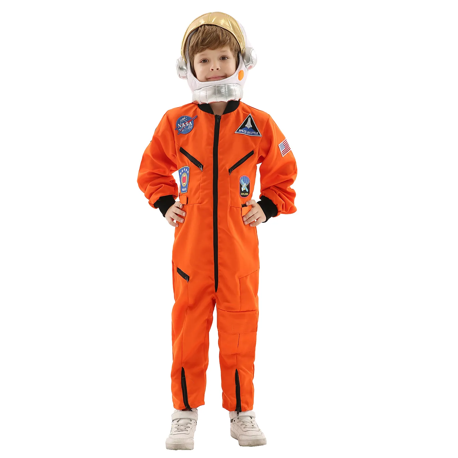 Two piece set Boys Girls Kids Children Party Costume Orange Astronaut Role Play Costume