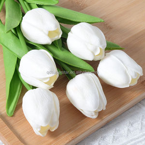 C-136 <span class=keywords><strong>Flores</strong></span> <span class=keywords><strong>Artificiales</strong></span> de Alta Calidad, Tulipán Individual, Estilo Moderno, Decoración para el Hogar con Diseño Floral de Látex de Tacto Real, Blanco - Product Image 5