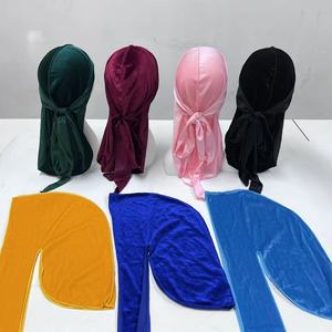 Hip-Hop Hommes Designer Personnalisé Durags Logo Cheveux Du Rag Velours Chapeau Ethnique Bandanas Vendeur pour Hommes - Product Image 3