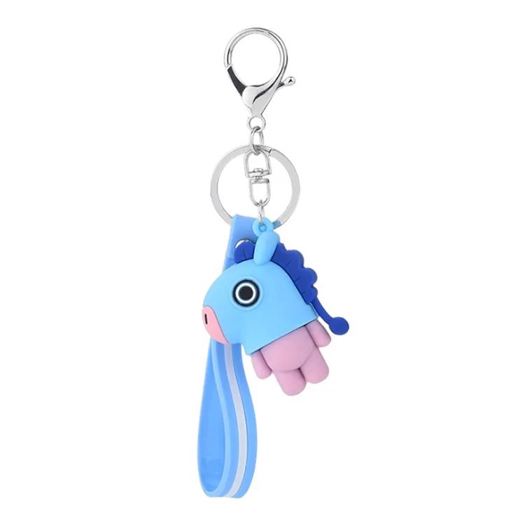Promotional custom design 3D plastic silicone soft rubber keychain with ring
