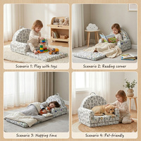 Canapé-lit enfant 2-en-1 pliable en mousse, certifié OEKO-TEX, nouveau style, pour chambre d'enfant