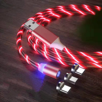 Câble de charge Micro USB classique Offre Spéciale 3A 3 en 1 câble magnétique LED rougeoyant multifonction pour câbles de données en cuivre pur téléphone