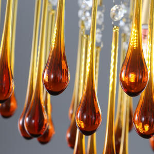 French-Style Glass <b>Crystal</b> Teardrop <b>Chandelier</b> Luxury Light Living Room Dining Master Bedroom Warm LED Eye Caring Pendant Middle - Product Image 3