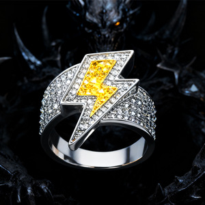 Anello Punk con Zirconi a Forma di Fulmine per Donne, Gioiello da Dito alla Moda per lo Street Style - Product Image 3